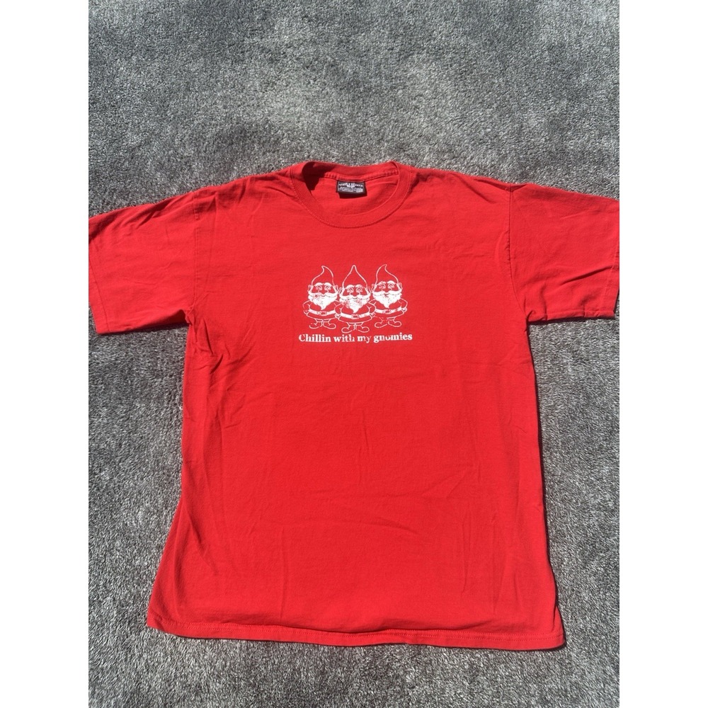 Steve & Barrys Chillin With My Gnomies T Shirt Mens Large Red Gnome Graphic Y2K